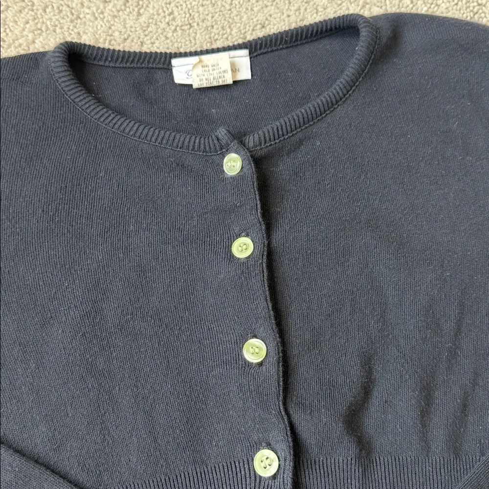 Bonnie Jean Black Cardigan with Button Detail | Size 12 (Girl) | 100% Cotton